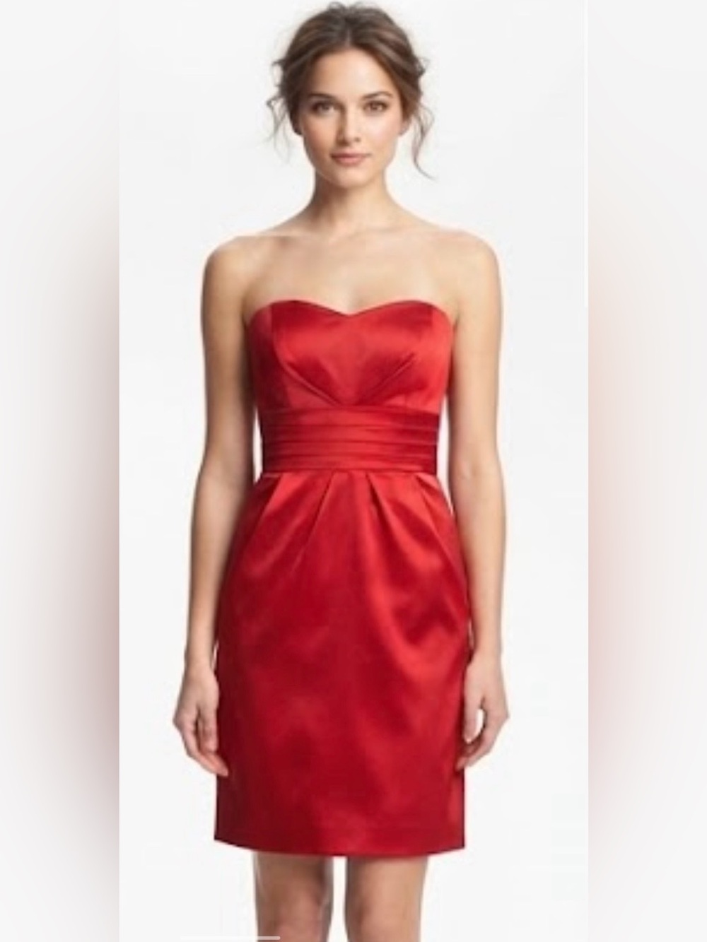 Teeze Me red satin strapless mini cocktail dress bow tie back size 13